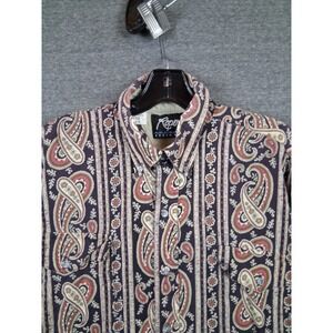 VTG Roper Mens Shirt  Large Blue Paisley Roper Blue Rodeo Western Ranch USA Made